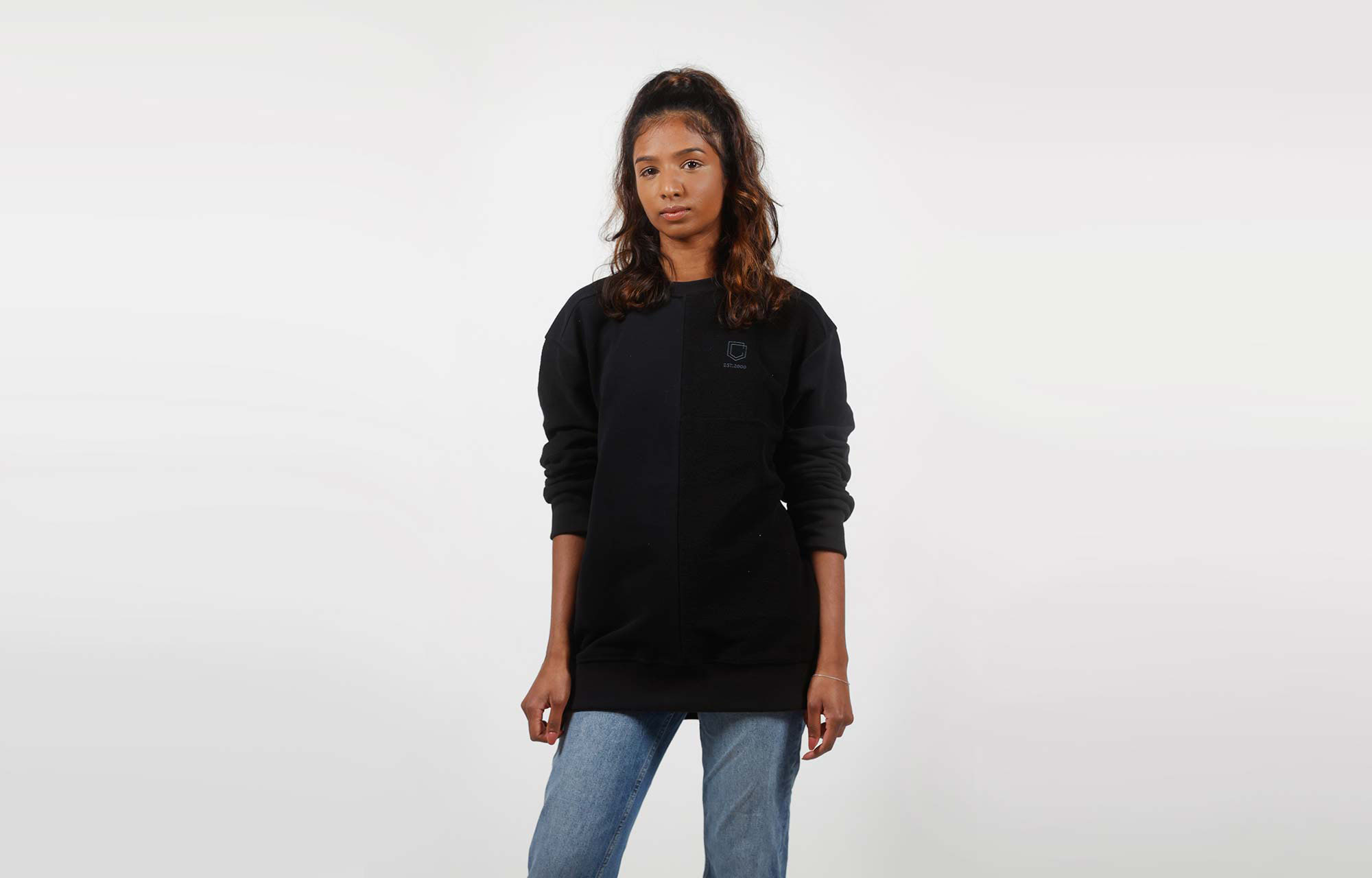 COMMENCAL LOOSE FIT PATCHWORK CREWNECK BLACK image number 1
